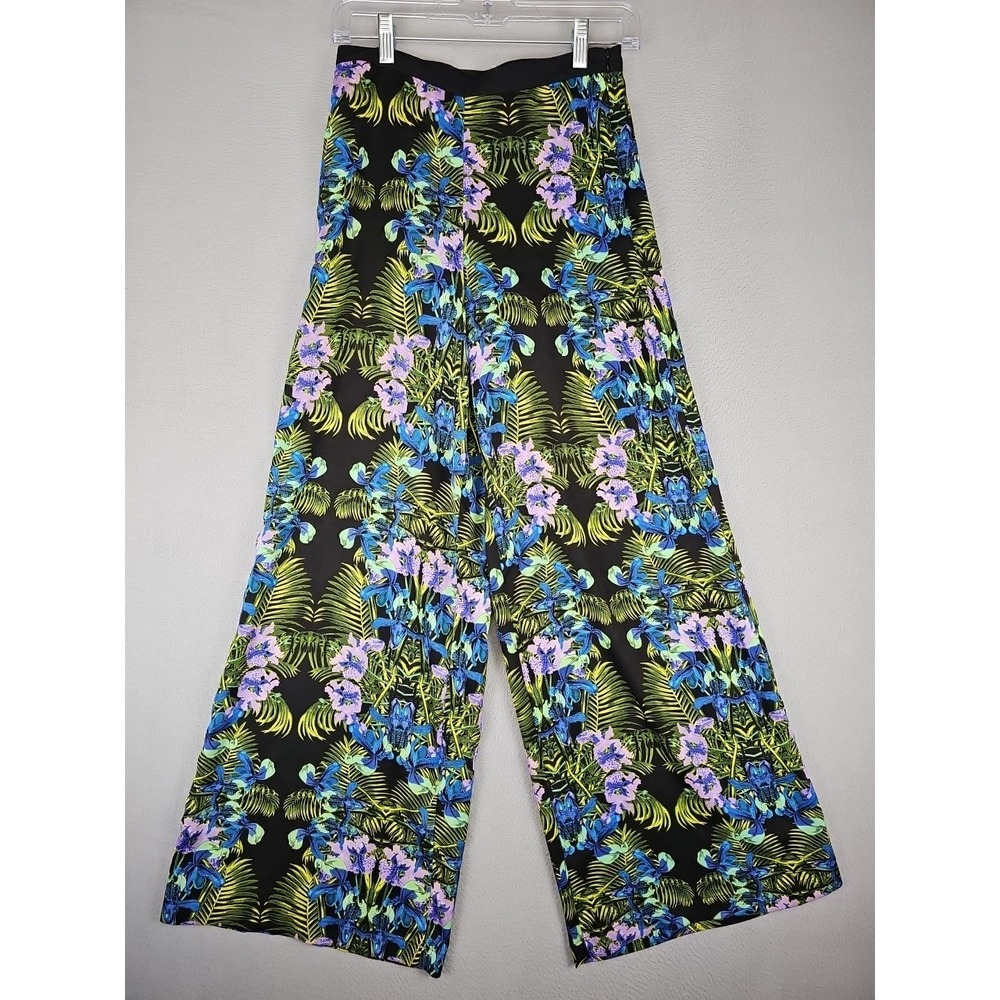 Forever 21 Palazzo Pants Size XS Black Floral Wide Leg Festival BOHO Summer